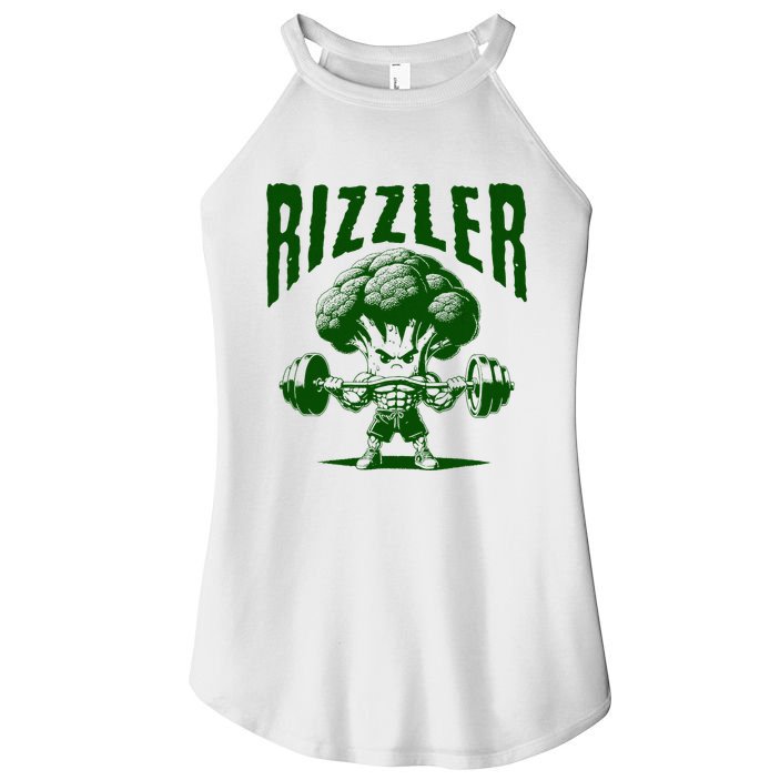 Rizzler Funny Vintage Buff Broccoli Viral Influencer Slang Women's Perfect Tri Rocker Tank