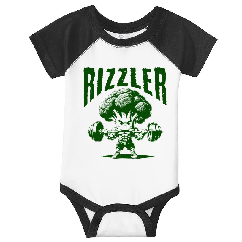 Rizzler Funny Vintage Buff Broccoli Viral Influencer Slang Infant Baby Jersey Bodysuit