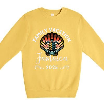 Retro Family Vacation Jamaica 2025 Beach Turtle Premium Crewneck Sweatshirt