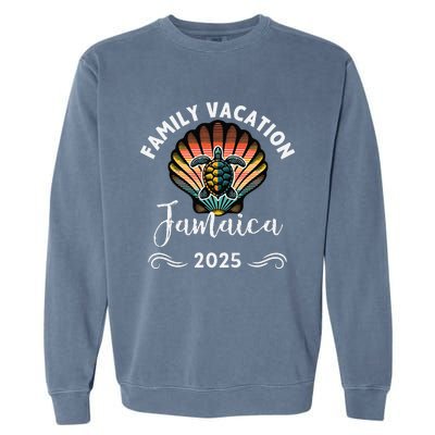 Retro Family Vacation Jamaica 2025 Beach Turtle Garment-Dyed Sweatshirt