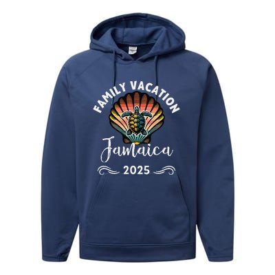 Retro Family Vacation Jamaica 2025 Beach Turtle Performance Fleece Hoodie