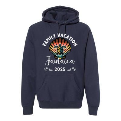 Retro Family Vacation Jamaica 2025 Beach Turtle Premium Hoodie