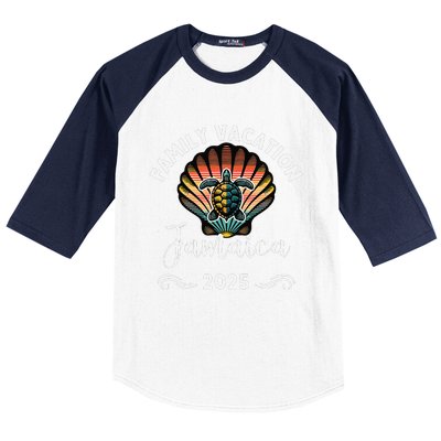 Retro Family Vacation Jamaica 2025 Beach Turtle Baseball Sleeve Shirt