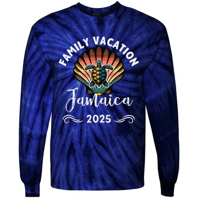 Retro Family Vacation Jamaica 2025 Beach Turtle Tie-Dye Long Sleeve Shirt