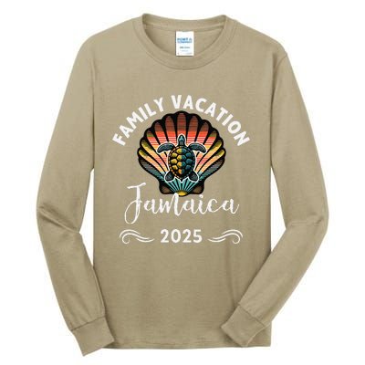 Retro Family Vacation Jamaica 2025 Beach Turtle Tall Long Sleeve T-Shirt