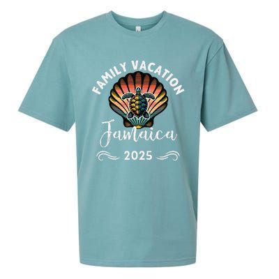 Retro Family Vacation Jamaica 2025 Beach Turtle Sueded Cloud Jersey T-Shirt