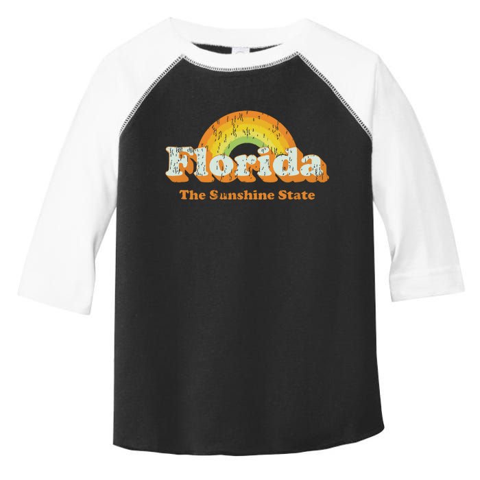 Retro Florida Vintage 70s Rainbow Toddler Fine Jersey T-Shirt