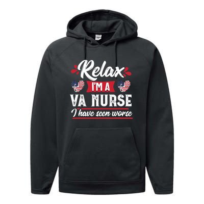 Relax Funny VA Nurse Veteran Nursing Gift Performance Fleece Hoodie