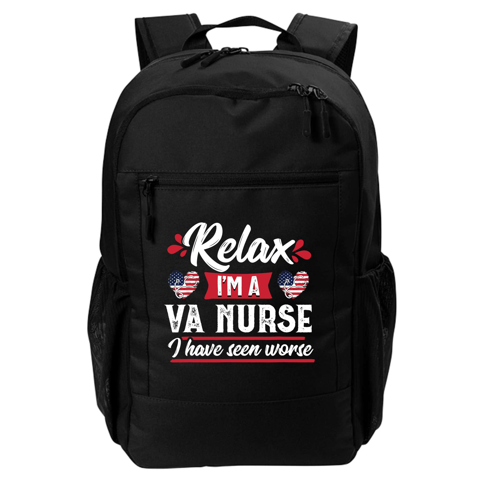Relax Funny VA Nurse Veteran Nursing Gift Backpack