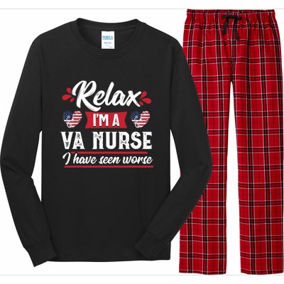 Relax Funny VA Nurse Veteran Nursing Gift Long Sleeve Pajama Set