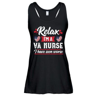 Relax Funny VA Nurse Veteran Nursing Gift Ladies Essential Flowy Tank