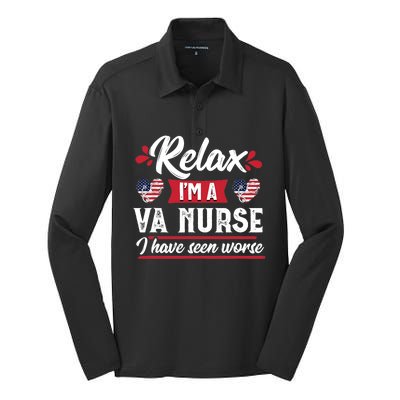 Relax Funny VA Nurse Veteran Nursing Gift Silk Touch Performance Long Sleeve Polo