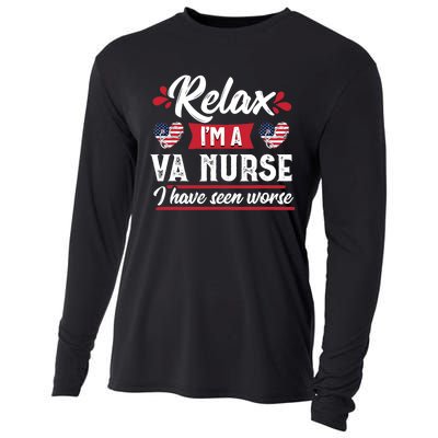 Relax Funny VA Nurse Veteran Nursing Gift Cooling Performance Long Sleeve Crew