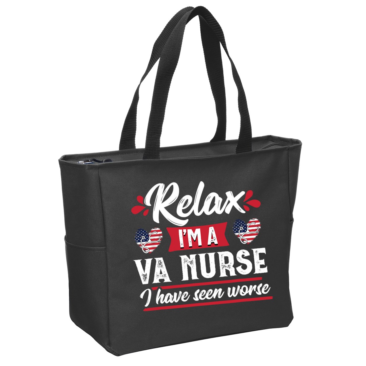 Relax Funny VA Nurse Veteran Nursing Gift Zip Tote Bag