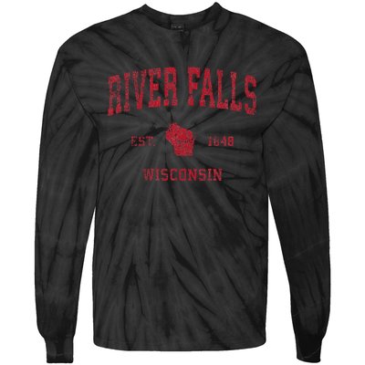 River Falls Wisconsin Wi Vintage Sports Design Tie-Dye Long Sleeve Shirt