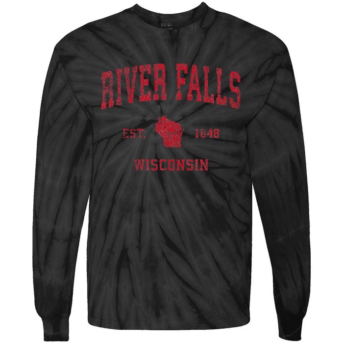 River Falls Wisconsin Wi Vintage Sports Design Tie-Dye Long Sleeve Shirt