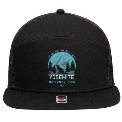 Red Fox Wilderness Gift Yosemite National Park California 7 Panel Mesh Trucker Snapback Hat