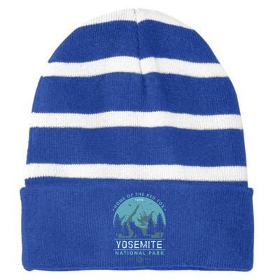 Red Fox Wilderness Gift Yosemite National Park California Striped Beanie with Solid Band