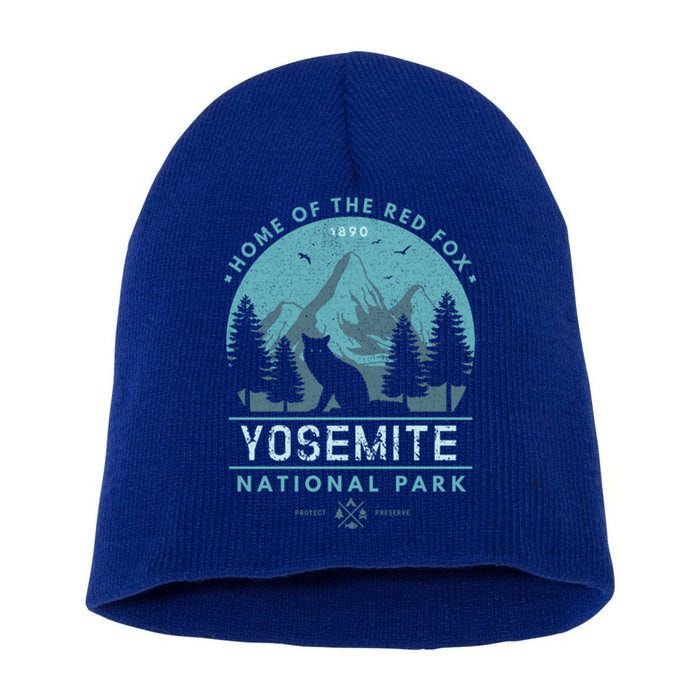 Red Fox Wilderness Gift Yosemite National Park California Short Acrylic Beanie