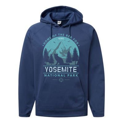 Red Fox Wilderness Gift Yosemite National Park California Performance Fleece Hoodie