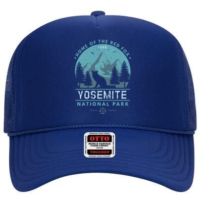 Red Fox Wilderness Gift Yosemite National Park California High Crown Mesh Back Trucker Hat