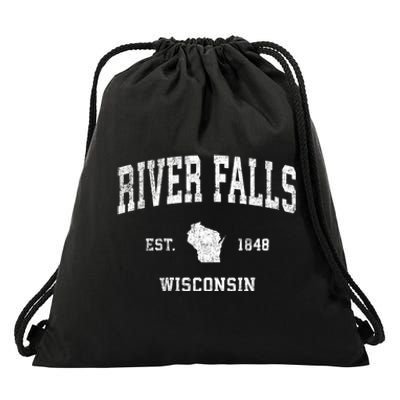 River Falls Wisconsin Wi Vintage Sports Drawstring Bag