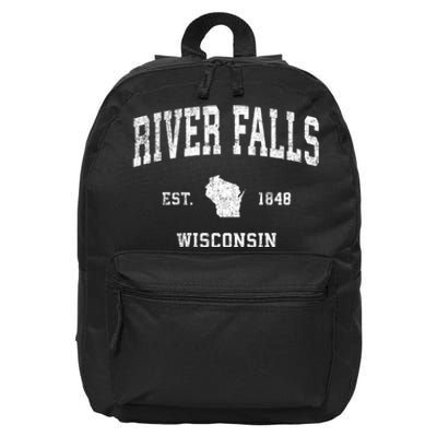 River Falls Wisconsin Wi Vintage Sports 16 in Basic Backpack