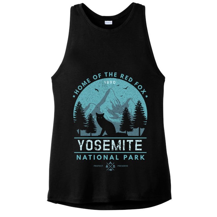 Red Fox Wilderness Gift Yosemite National Park California Ladies PosiCharge Tri-Blend Wicking Tank