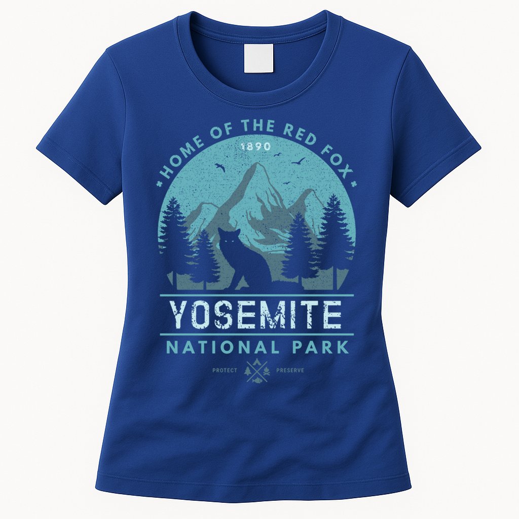Red Fox Wilderness Gift Yosemite National Park California Womens T-Shirt