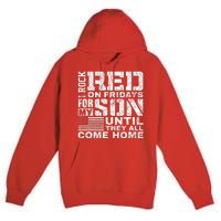 Red Friday Wear Red for My Son Vintage Military Soldier Dad Premium Pullover Hoodie