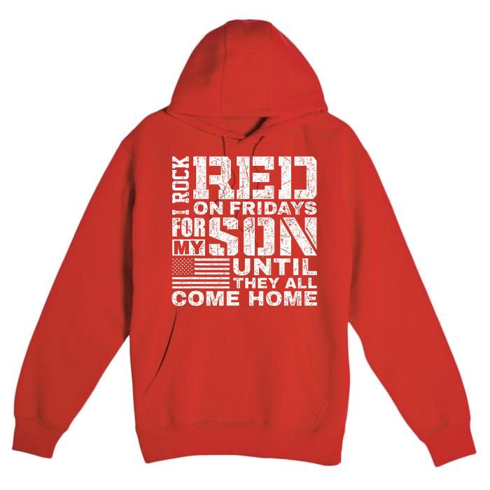 Red Friday Wear Red for My Son Vintage Military Soldier Dad Premium Pullover Hoodie