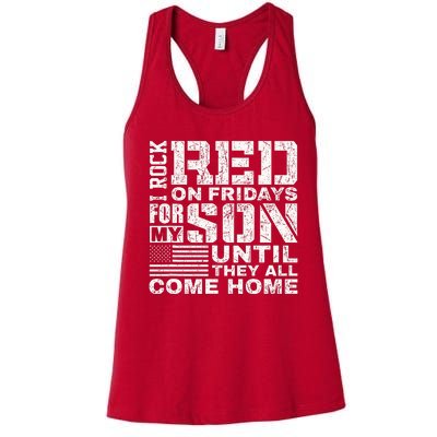 Red Friday Wear Red for My Son Vintage Military Soldier Dad Women's Racerback Tank