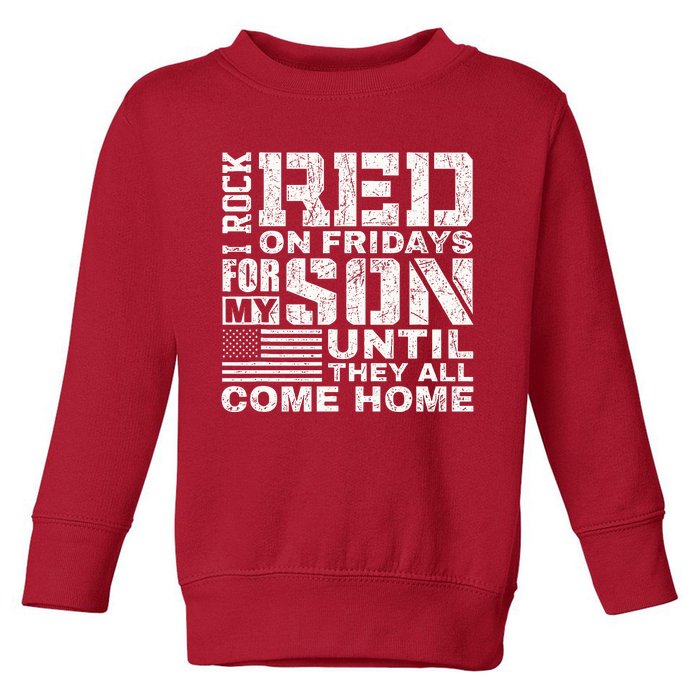 Red Friday Wear Red for My Son Vintage Military Soldier Dad Toddler Sweatshirt