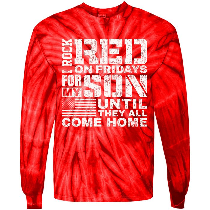 Red Friday Wear Red for My Son Vintage Military Soldier Dad Tie-Dye Long Sleeve Shirt