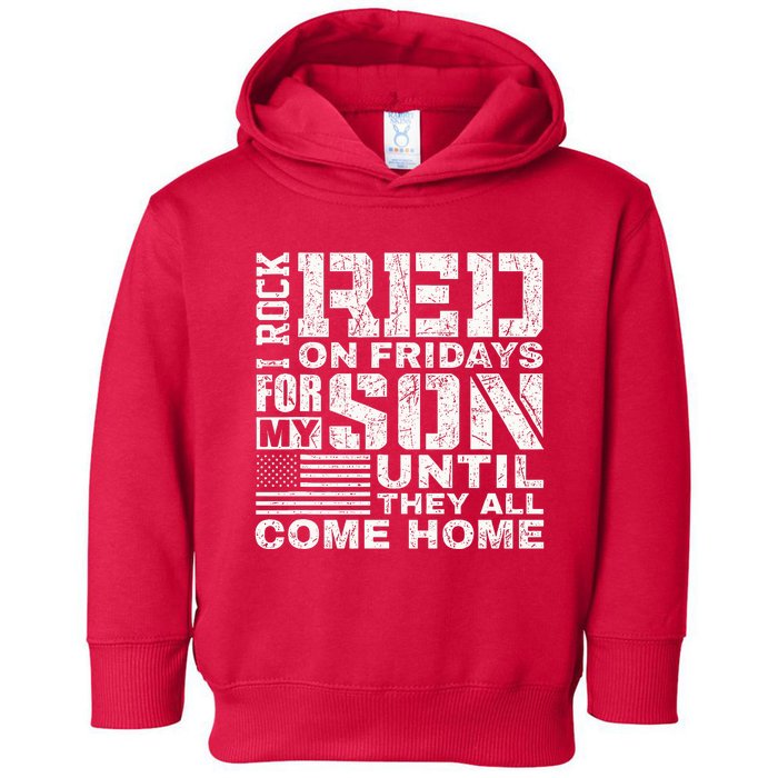 Red Friday Wear Red for My Son Vintage Military Soldier Dad Toddler Hoodie