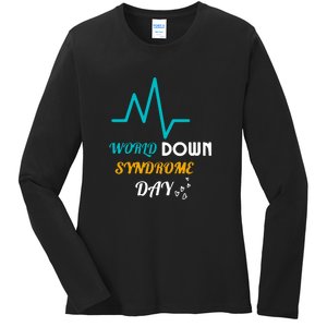 Relaxed Fit World Down Syndrom Day Gift Ladies Long Sleeve Shirt