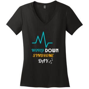 Relaxed Fit World Down Syndrom Day Gift Women's V-Neck T-Shirt