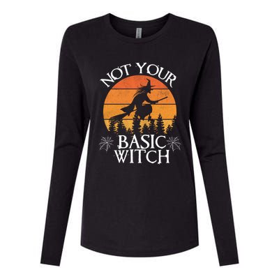 Retro Flying Witch Funny Halloween Basic Witch Costume Great Gift Womens Cotton Relaxed Long Sleeve T-Shirt