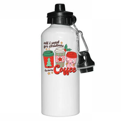 Retro Funny Xmas All I Want For Christmas Is More Coffee Aluminum Water Bottle