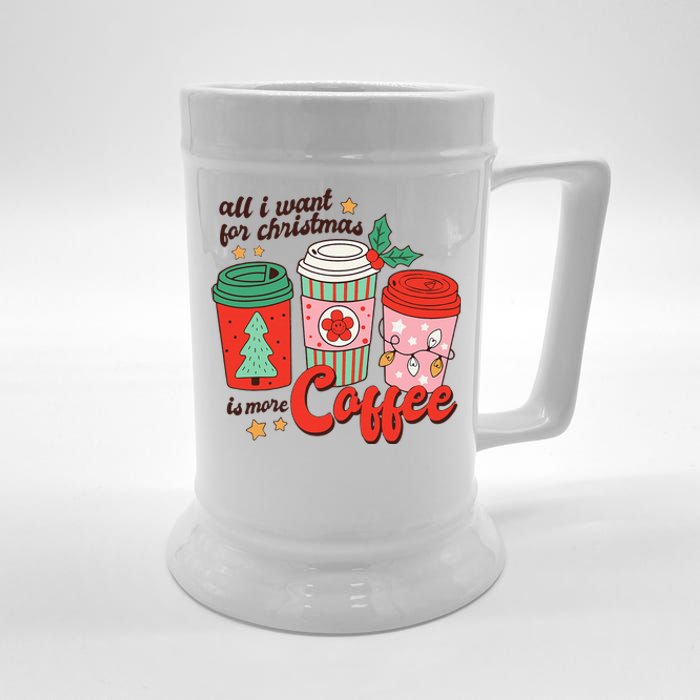 Retro Funny Xmas All I Want For Christmas Is More Coffee Beer Stein