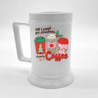 Retro Funny Xmas All I Want For Christmas Is More Coffee Beer Stein