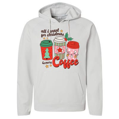 Retro Funny Xmas Coffee Lover Gift Performance Fleece Hoodie