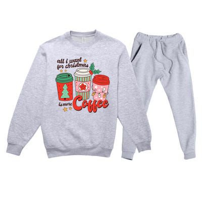 Retro Funny Xmas Coffee Lover Gift Premium Crewneck Sweatsuit Set