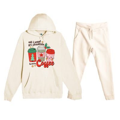 Retro Funny Xmas Coffee Lover Gift Premium Hooded Sweatsuit Set