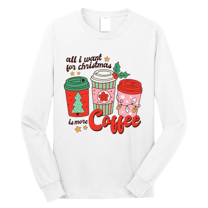 Retro Funny Xmas Coffee Lover Gift Long Sleeve Shirt