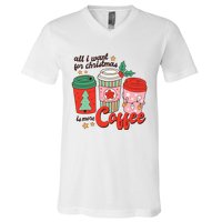 Retro Funny Xmas Coffee Lover Gift V-Neck T-Shirt