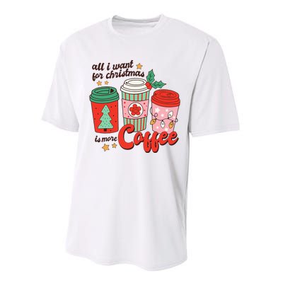 Retro Funny Xmas Coffee Lover Gift Performance Sprint T-Shirt