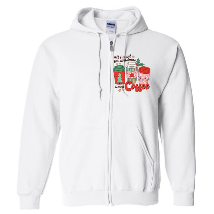 Retro Funny Xmas Coffee Lover Gift Full Zip Hoodie