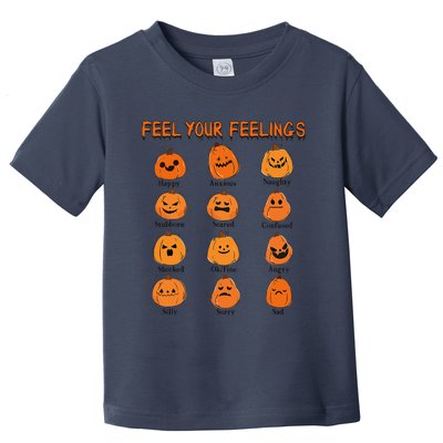 Retro Feel Your Feeling Halloween Pumpkin Face Expressions Toddler T-Shirt