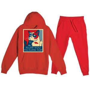 Retro Fluff You You Fluffin’ Fluff Cat Kitten Premium Hooded Sweatsuit Set